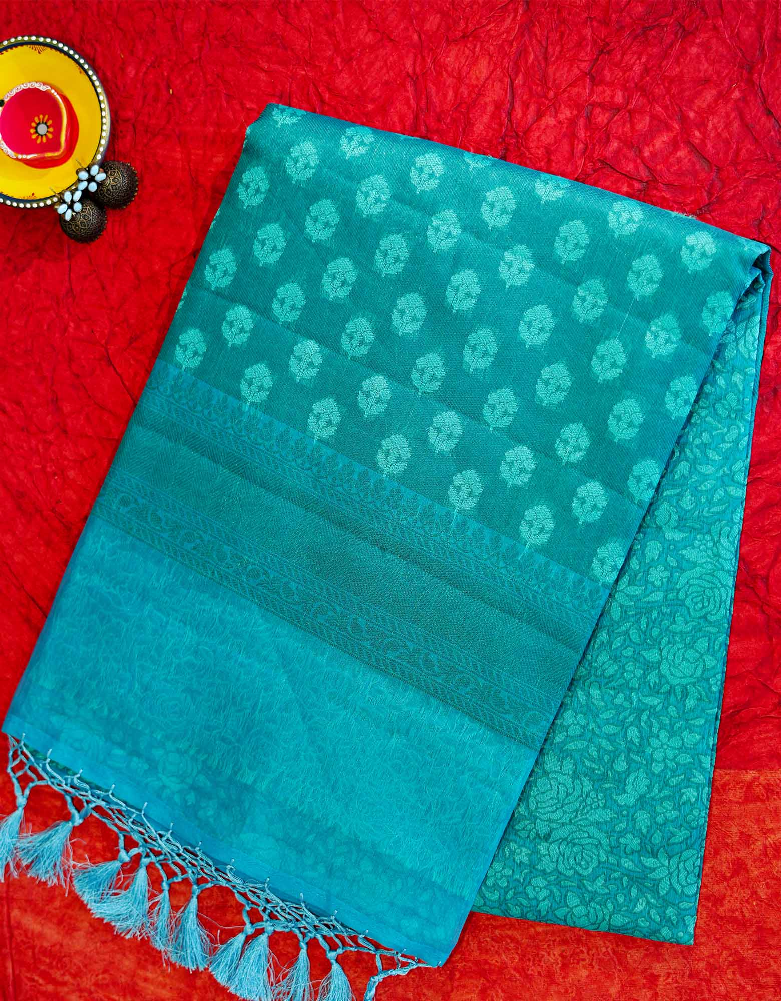 Sky Blue Fancy Brocade Saree