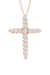 Rose Gold Color Yaathi 1 Ct Moissanite Cross Pendant Necklace 