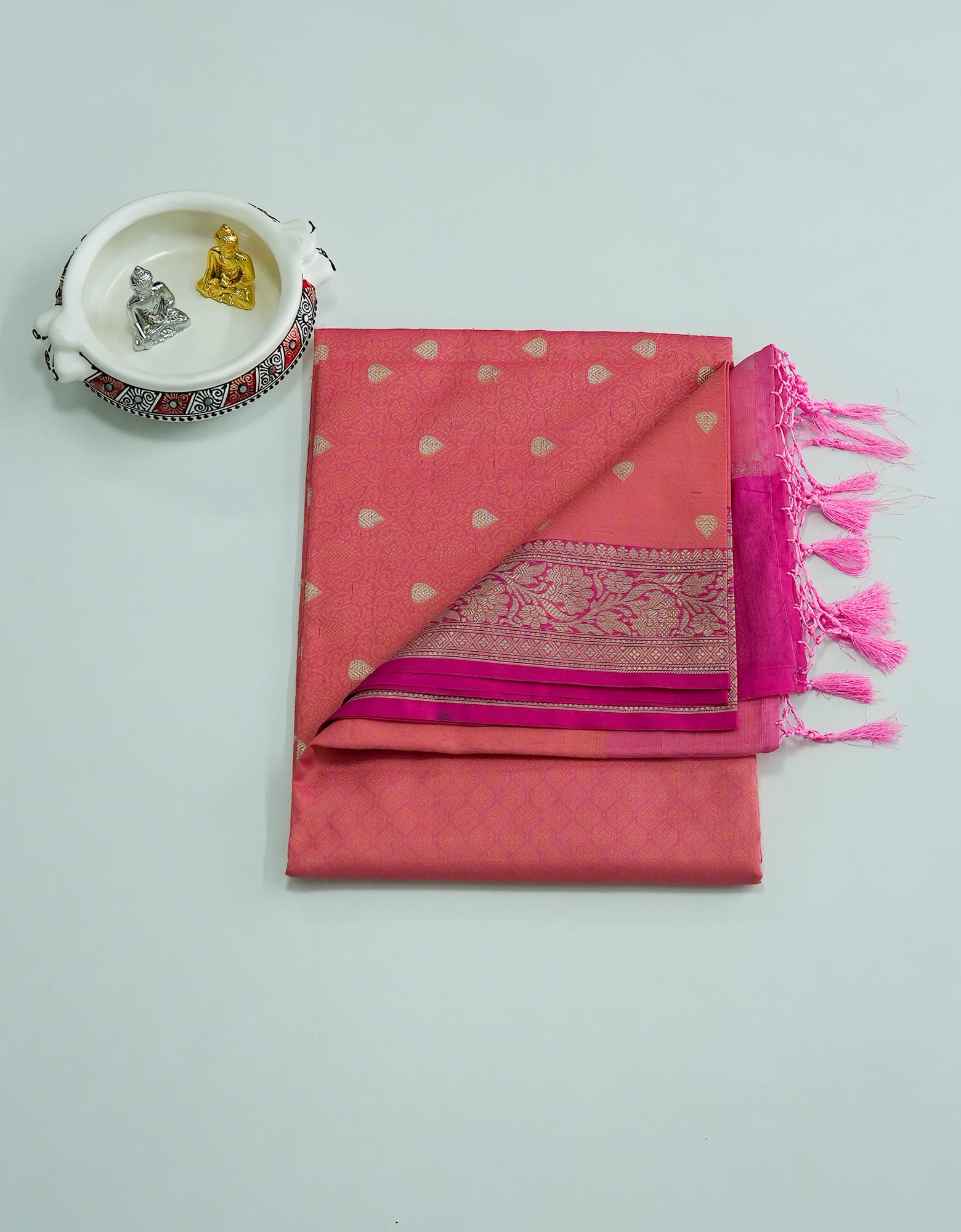 Pink Colour Brocade Silk Saree