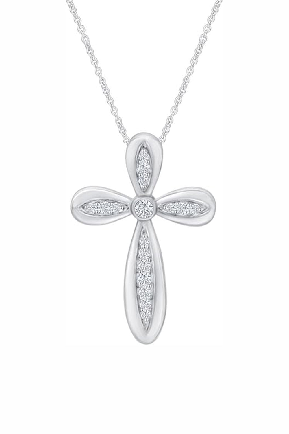 White Gold Color Latest Moissanite Cross Pendant Necklace in 18K Gold