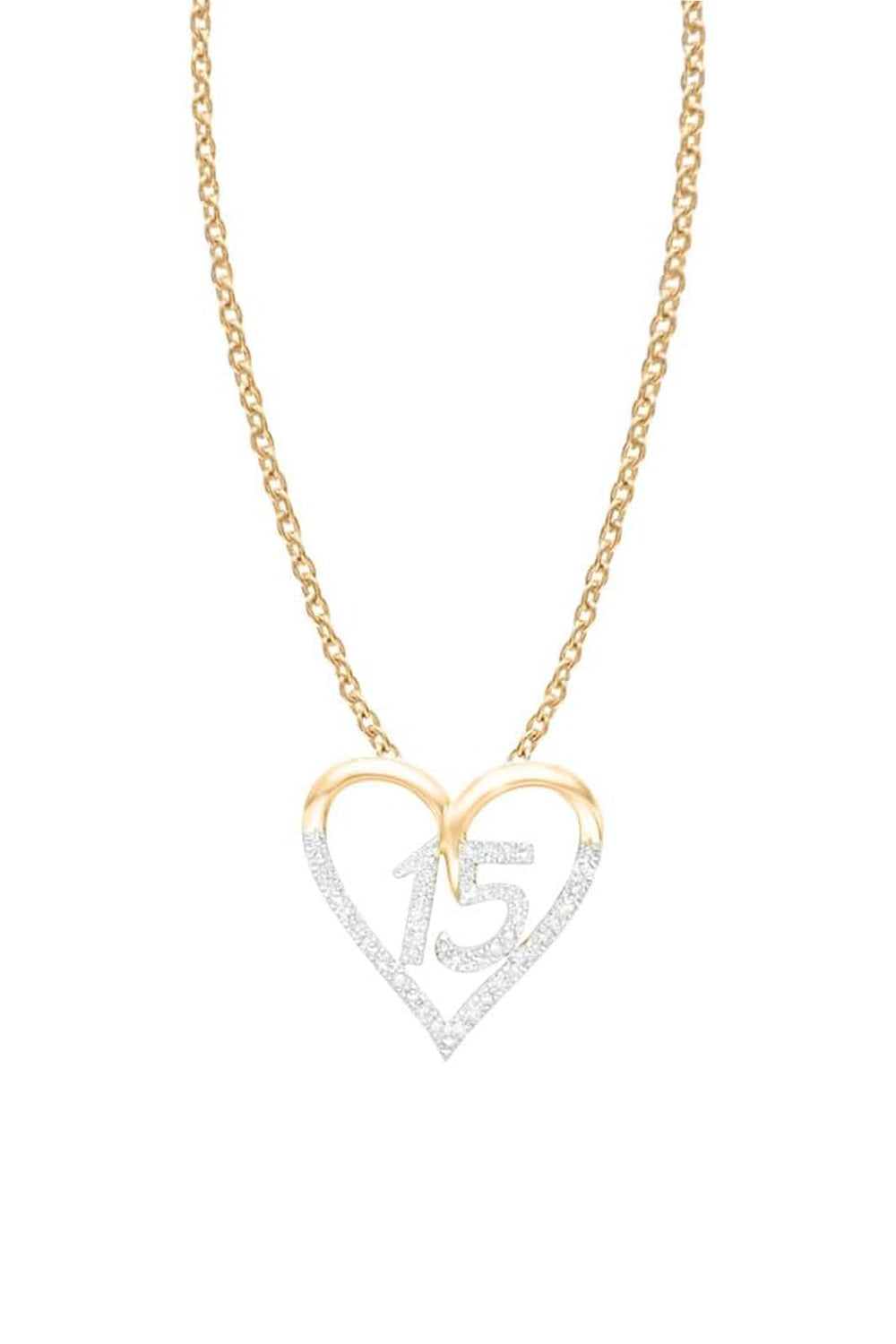 yellow Gold Color 15 Years Love Heart Pendant Necklace, Buy Pendants Online 