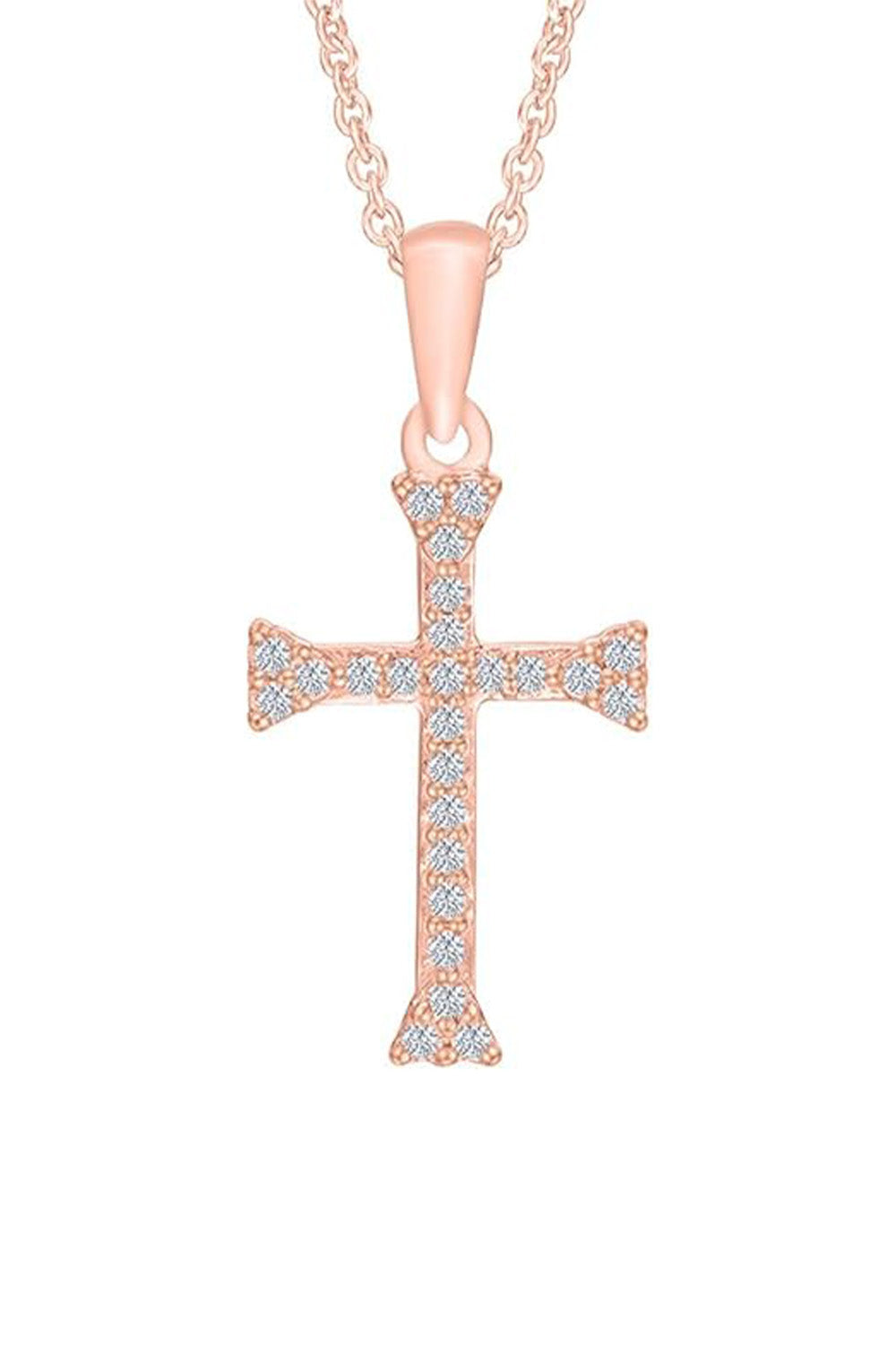 Rose Gold Color Yaathi Moissanite Cross Pendant Necklace for Women 