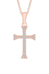 Rose Gold Color Yaathi Moissanite Cross Pendant Necklace for Women 