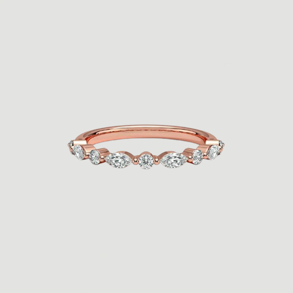 Round Shape Moissanite Stackable Band Ring