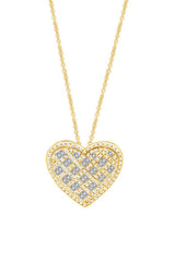 Yellow Gold Color Basket Weave Heart Necklace