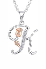 K Letter With Rose Pendant Necklace