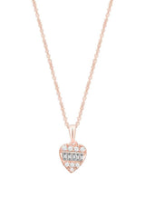 Rose Gold Color Round and Baguette Love Heart Pendant Necklace
