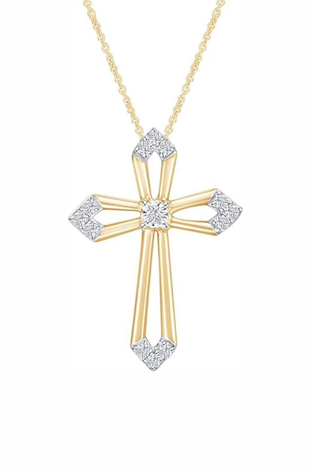 Yellow Gold Color Open Cross Pendant Necklace, Trending Necklaces