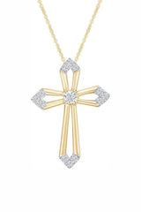 Yellow Gold Color Open Cross Pendant Necklace, Trending Necklaces