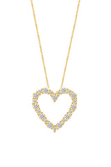 Yellow Gold Color Popular Heart Outline Pendant Necklace