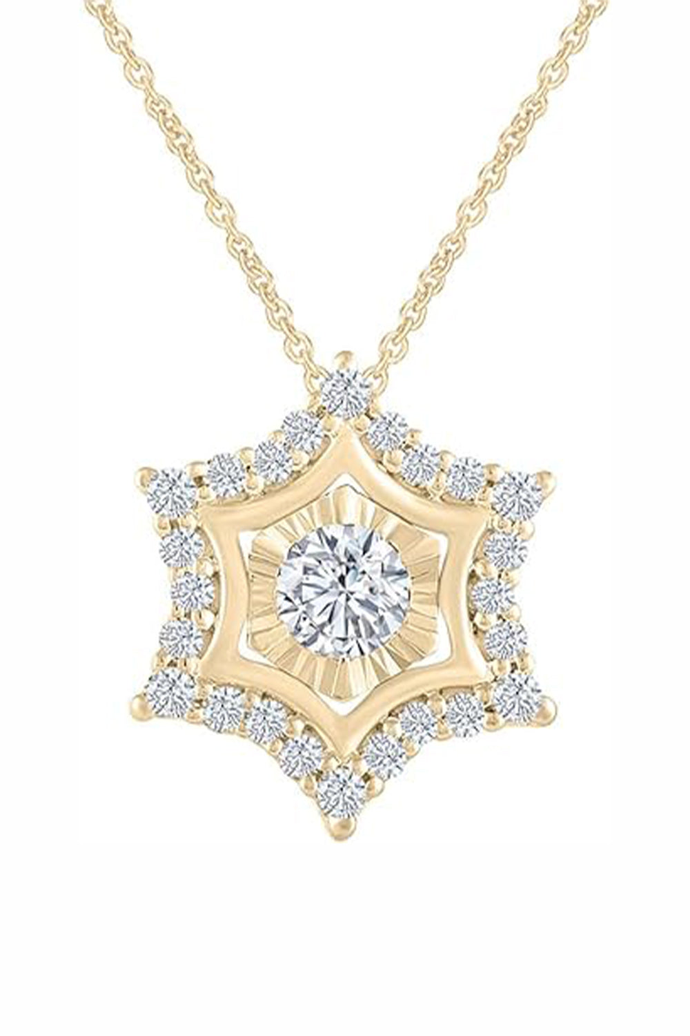 Yellow Gold Color Yaathi Snowflake Pendant Necklace