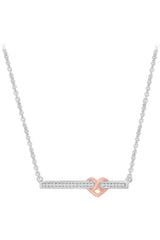 White Gold Color Infinity Heart Bar Pendant Necklace
