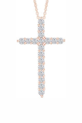 Rose Gold Color Stylish Moissanite Cross Pendant Necklace, Jewellery