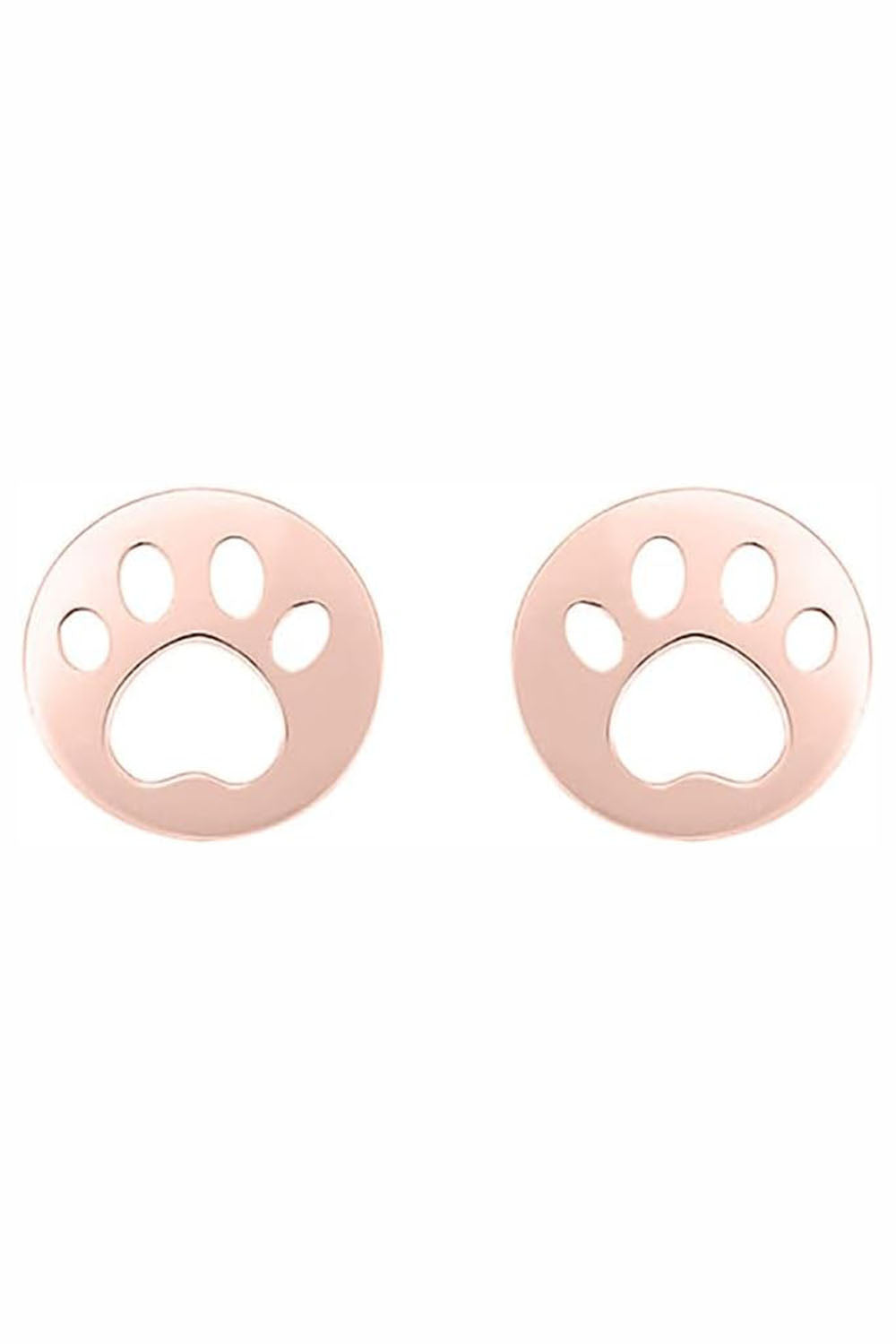 Rose Gold Color Paw Print Cutout Stud Earrings, Ear Studs for Women