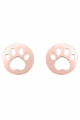 Rose Gold Color Paw Print Cutout Stud Earrings, Ear Studs for Women