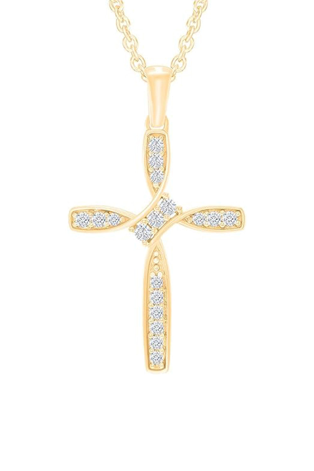 Yellow Gold Color Yaathi Bypass Cross Pendant Necklace,  Jewellery