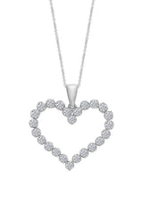 New White Gold Color Round Moissanite Heart Pendant Necklace, 