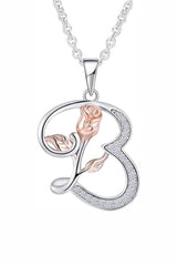 B Letter With Rose Pendant Necklace