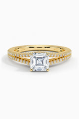 Asscher Moissanite Split Shank Ring