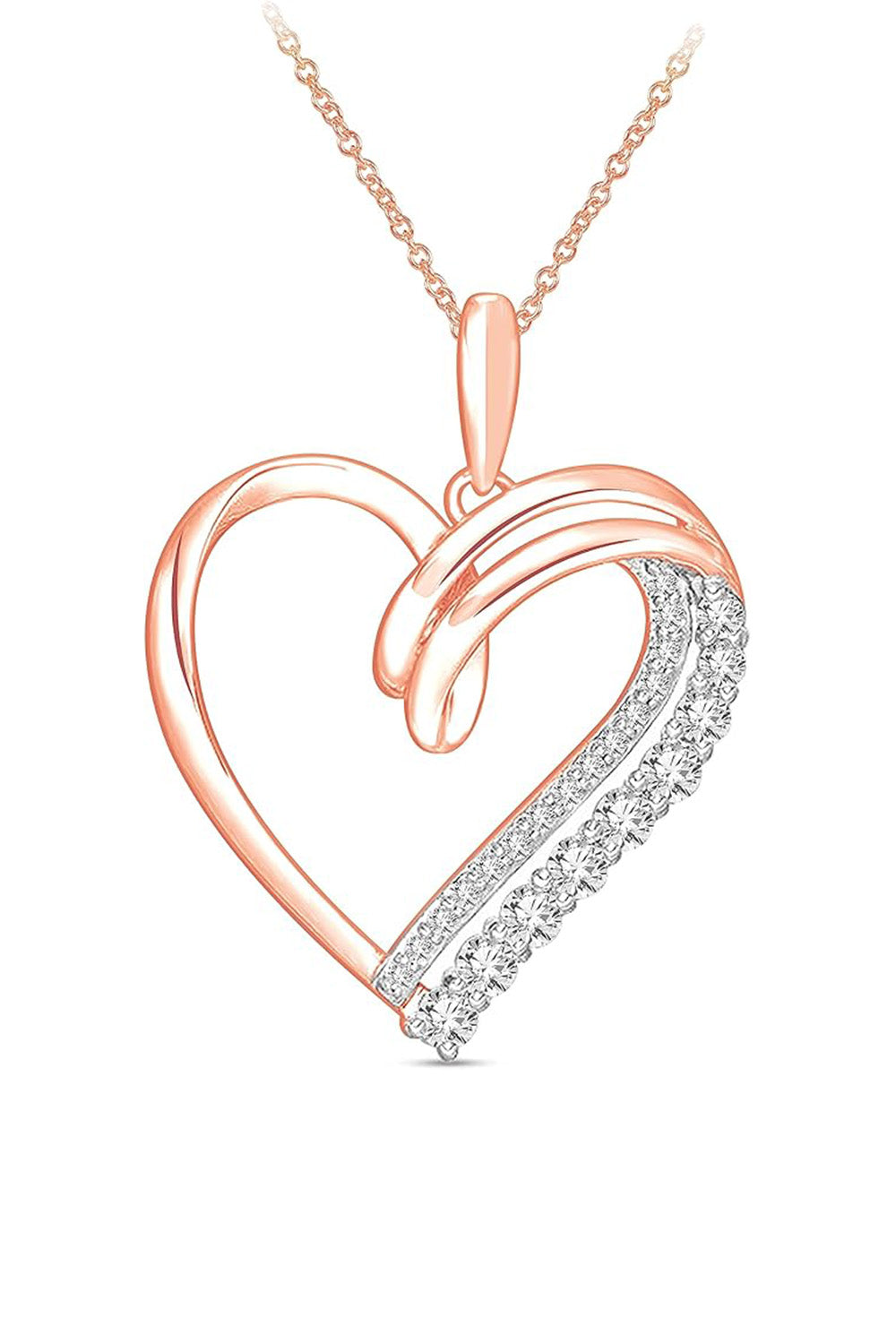 Rose Gold Color Looping Heart Pendant Necklace