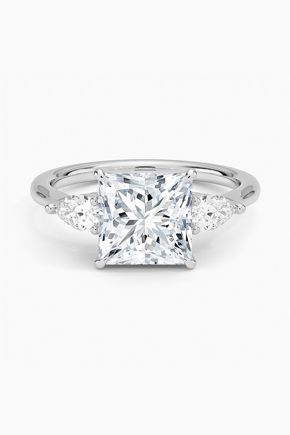 Moissanite Princess Shape Three Stones Ring