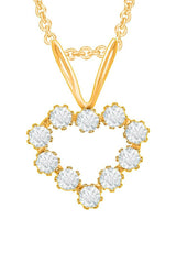 Yaathi Yellow Gold Color Round Moissanite Open Heart Pendant Necklace