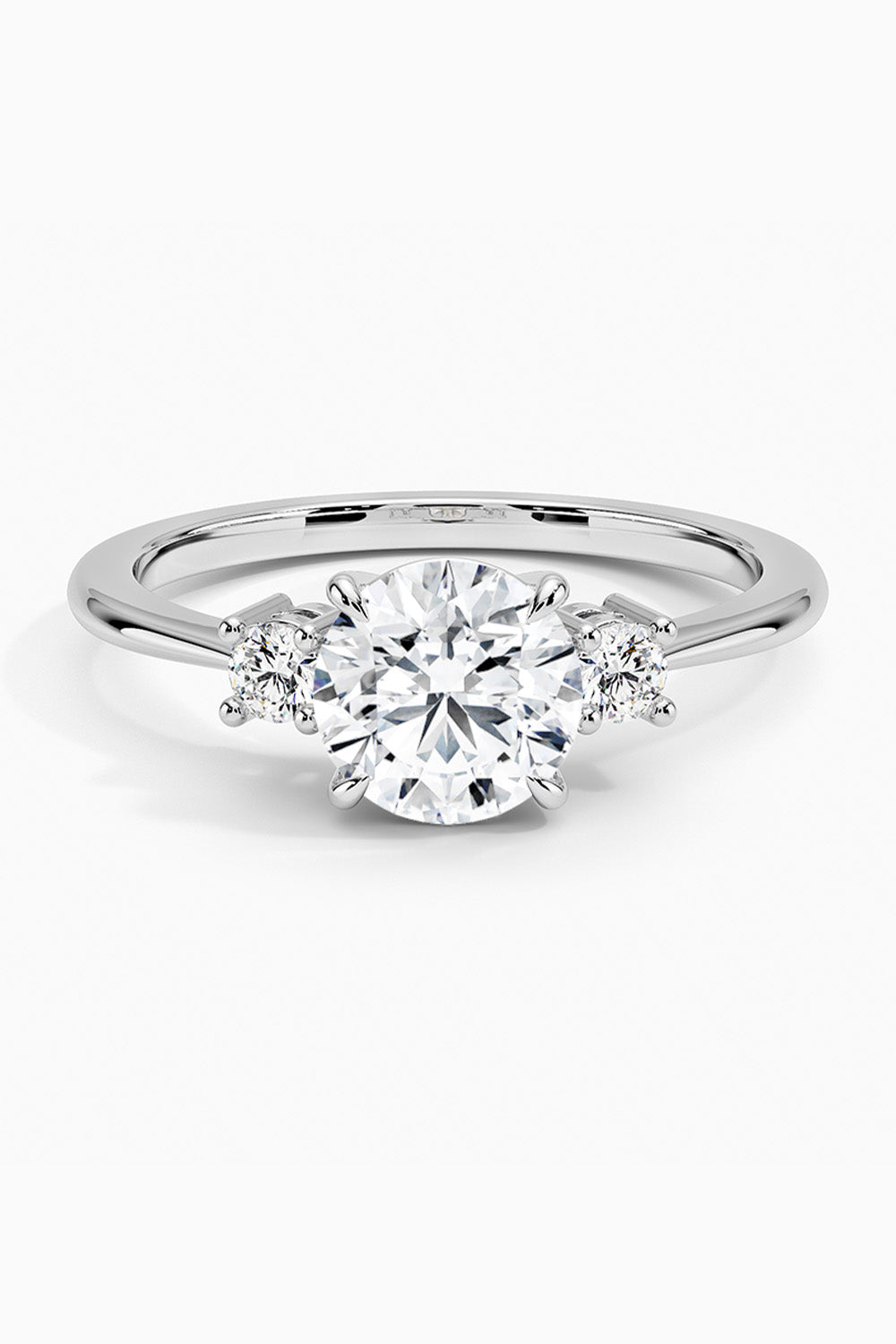 Round Moissanite Three Stone Engagement Ring