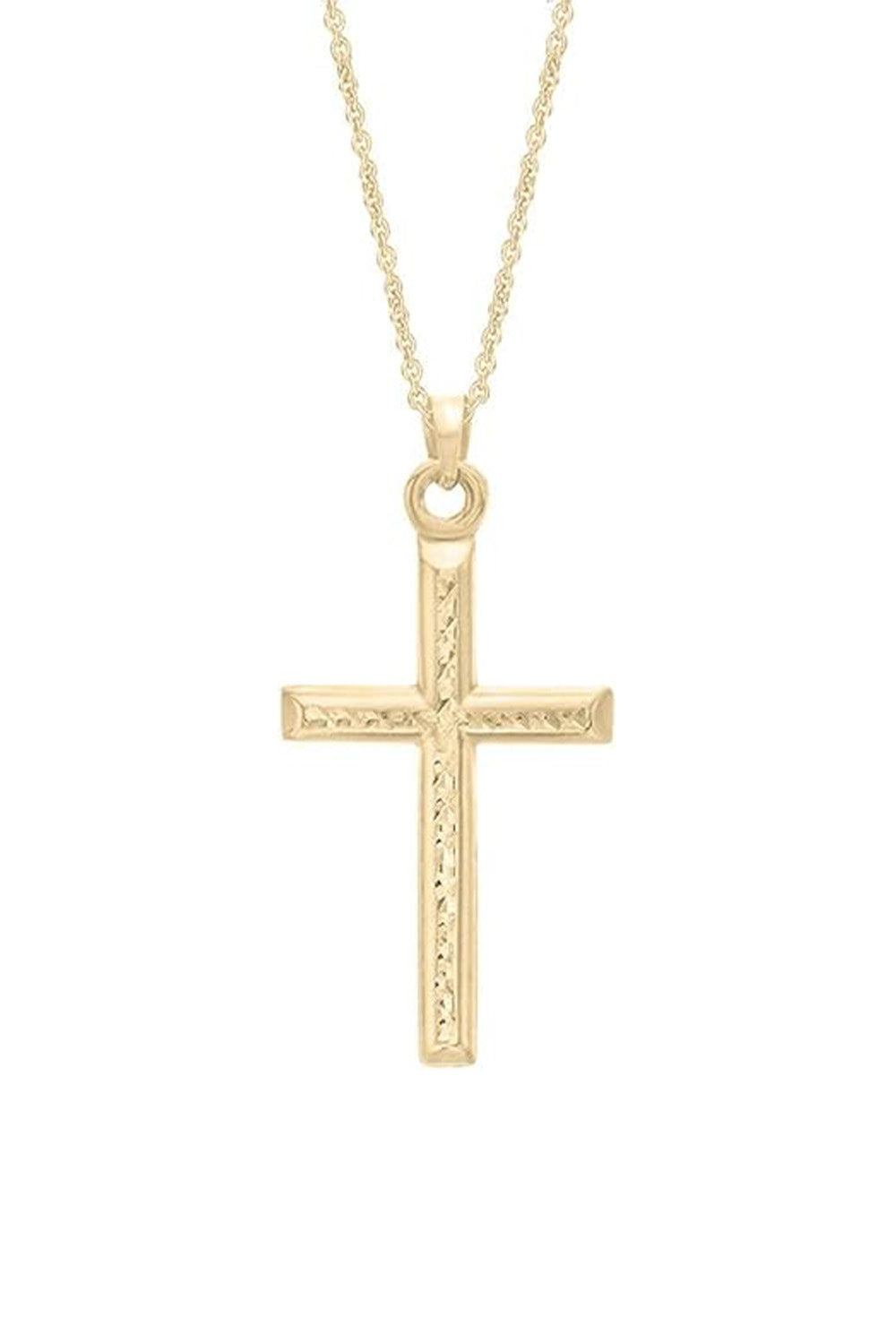 Yellow Gold Color 14K Gold Sterling Silver Cross Pendant Necklace