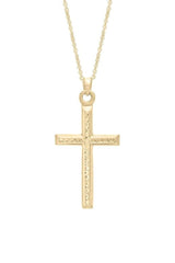 Yellow Gold Color 14K Gold Sterling Silver Cross Pendant Necklace