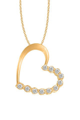 Yellow Gold Color 1/3 Carat Moissanite Heart Pendant Necklace