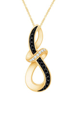 New Yellow Gold Color Black and White Moissanite Infinity Pendant Necklace