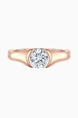 Half Bezel Moissanite Solitaire Ring