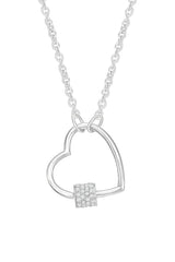 White Gold Color Round Moissanite Love Heart Pendant Necklace