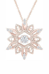 Rose Gold Color Vintage-Style Snowflake Pendant Necklace for Women 