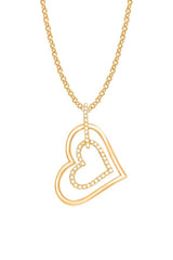Yellow Gold Color Moissanite Double Heart Pendant Necklace