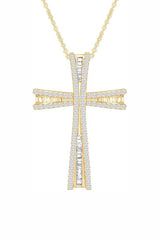 Yellow Gold Color Flared Cross Pendant Necklace, Cross Necklace Religious