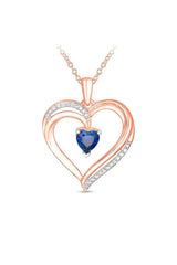 Blue Sapphire Heart Pendant Necklace