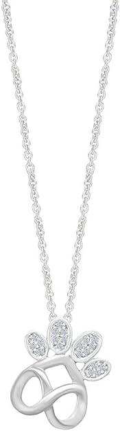 White Gold Color Infinity Paw Print Pendant Necklace, Trending Necklaces 