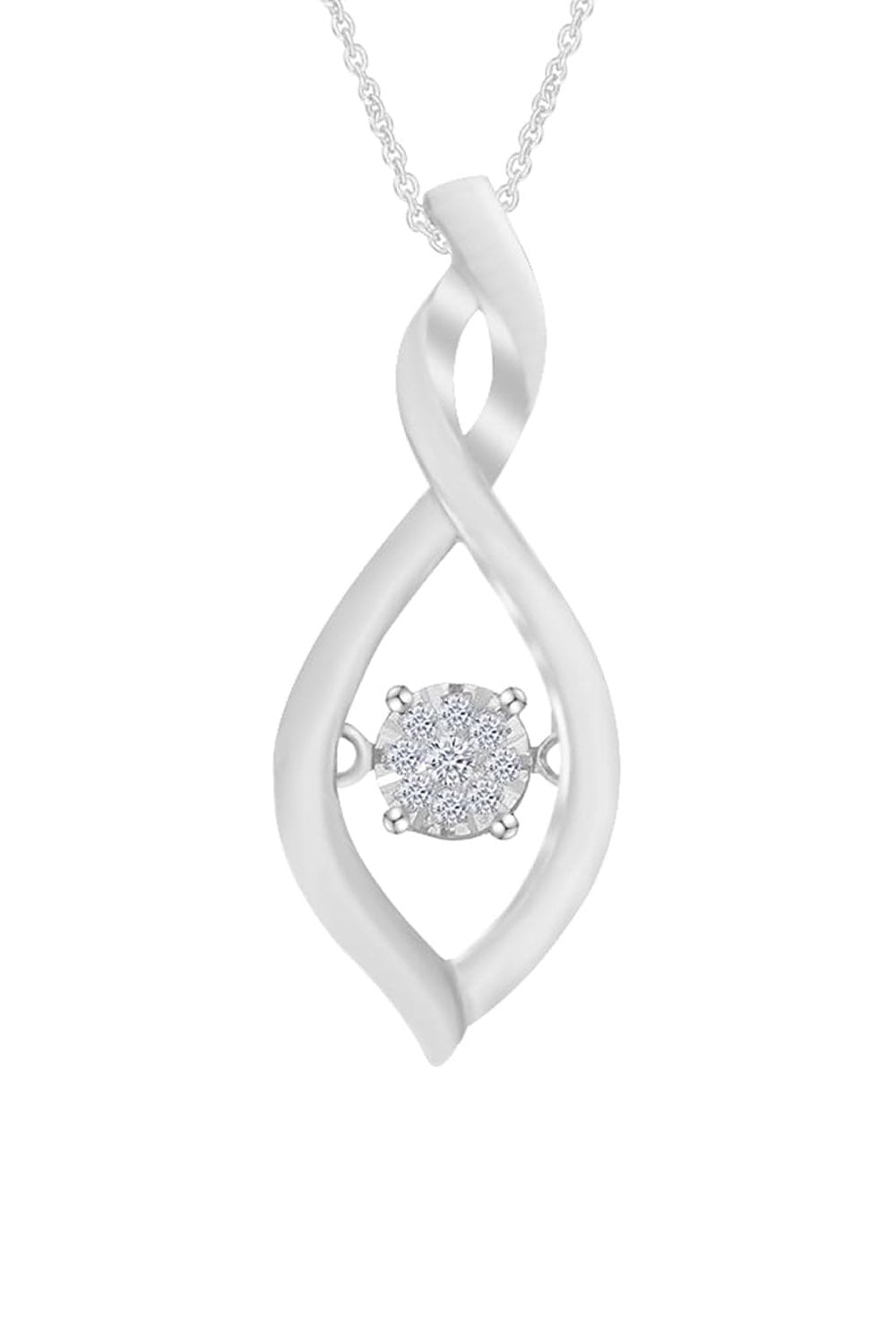 White Gold Color Moissanite Diamond Twist Infinity Pendant Necklace 
