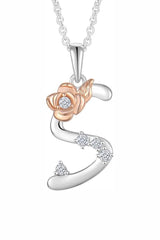 S Letter Rose Pendant Necklace