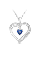 Blue Sapphire Heart Pendant Necklace