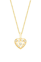 Yellow Gold Color Diamond Heart Pendant Necklace, Pendant Necklaces