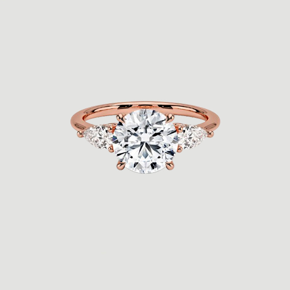 Moissanite Round Cut Three Stone Ring