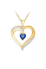 Blue Sapphire Heart Pendant Necklace