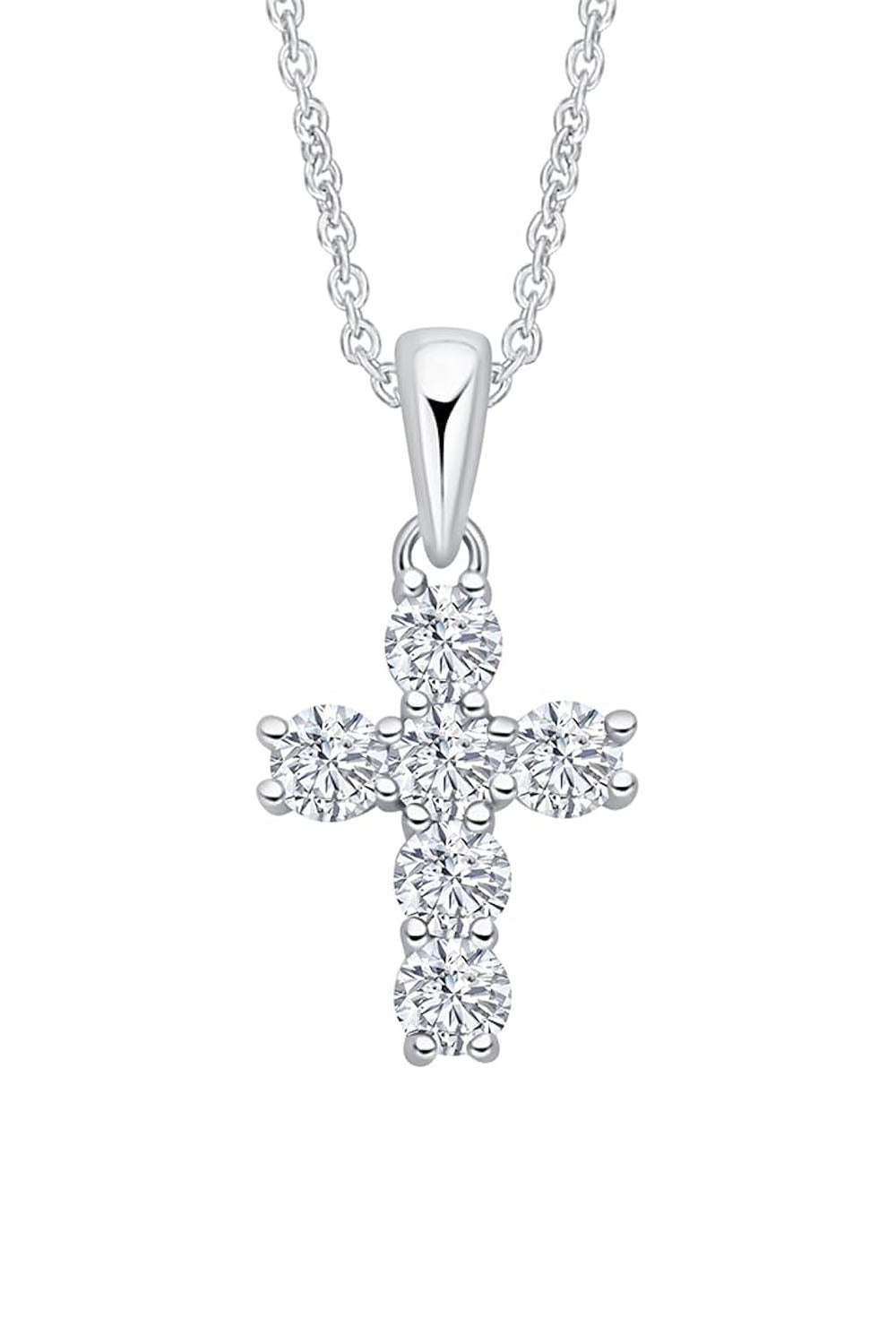 White Gold Color Moissanite Diamond Religious Cross Pendant Necklaces