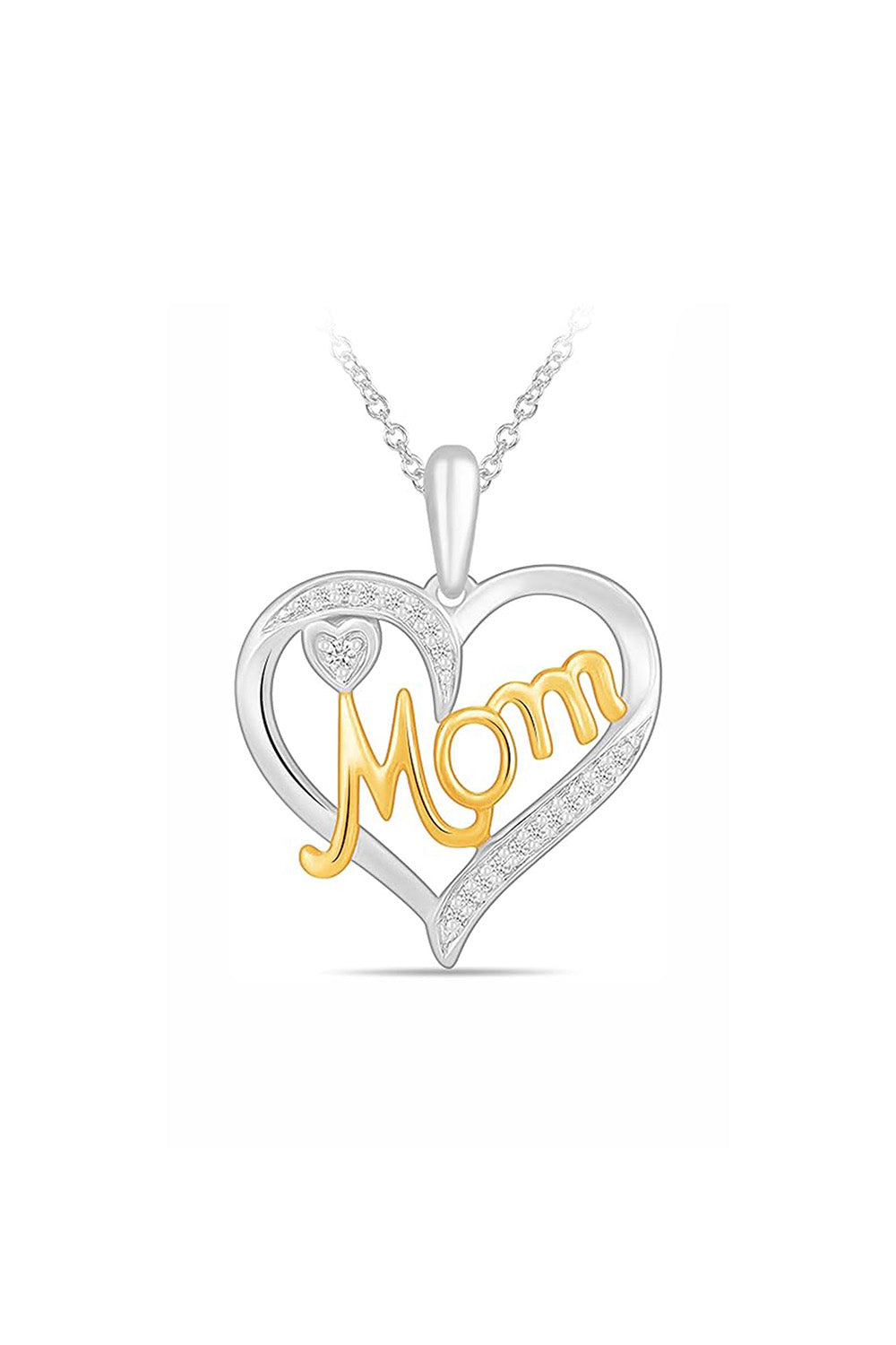 Double Heart Outline Mom Pendant Necklace