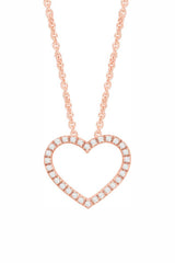 Rose Gold Color Trending Moissanite Open Heart Pendant Necklace