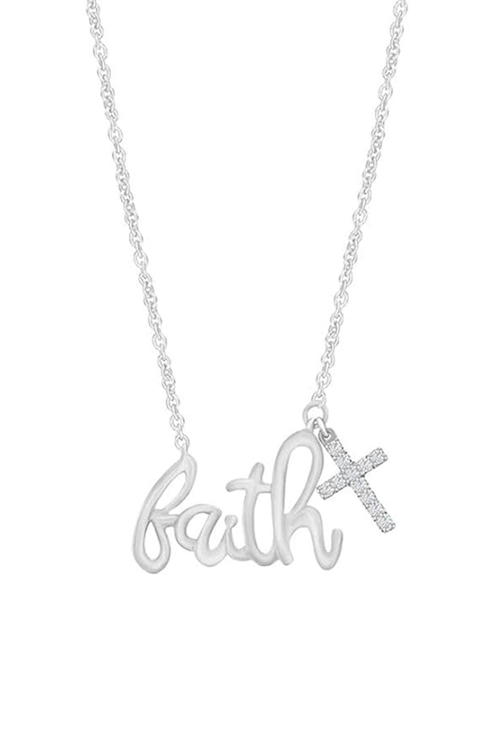 White Gold Color Moissanite Cross Faith Charm Pendant Necklace Online