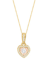 Yellow Gold Color Heart Vintage Style Pendant Necklace