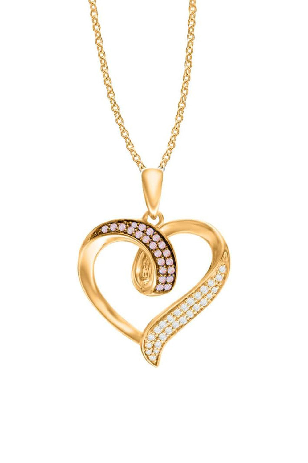 Yellow Gold Color Love Heart Pendant Necklace, Pendant For Women